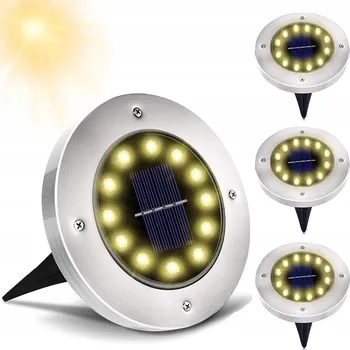 Venkovní osvětlení 4 X SOLÁRNÍ LAMPA LED ZAHRADNÍ ZAPICHOVACÍ DISK DO ZAHRADY ZEMNÍ VODĚODOLNÁ IP65