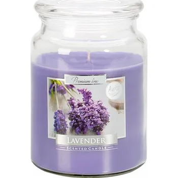 Svíčka Aura vonná svíčka ve skle s víčkem, velká sklenice, levandule SND99-79