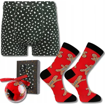 Pánské spodní prádlo Sada Pánské Vánoční Boxerky a Ponožky v Baňce Dárek MORAJ XXL