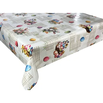 ubrus Cerata na Metráž Ubrus Cerátový Velikonoce Béžová Zajíc Vajíčka 180x140 cm