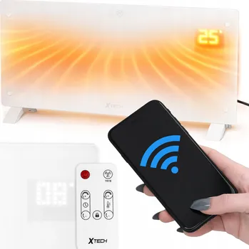 Přímotop Elektrický skleněný radiátor Kaminer s vysokým výkonem 2500W, bílý, ovládání přes WiFi aplikaci a dálkové ovládání