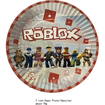 Dětský míč Narozeninová party dekorace s motivem Roblox Varianta: 10 ks talíř nápis Roblox (17,7 cm)
