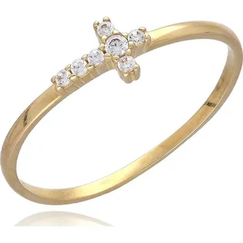 Prsten MOISS prsten ze žlutého zlata KŘÍŽ