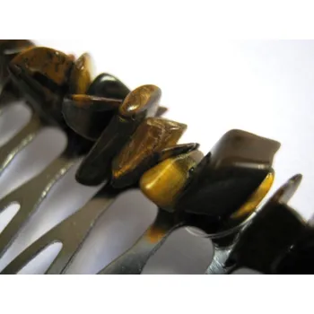 Přírodní kámen Tygří oko - hřeben do vlasů, 2 kusy