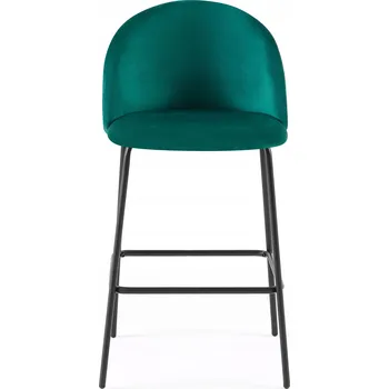 Barová židle Barová židle velurová, nohy z práškově lakované oceli, Plush Dome zelená