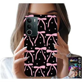 Pouzdro na mobilní telefon POUZDRO PRO REALME C71 4G - ČERNO RŮŽOVÉ STUŽKY A MAŠLIČKY SE STUHOU