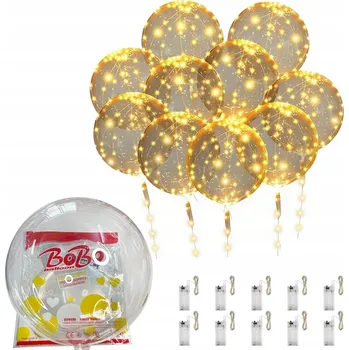 Balónek 10 x BALÓNKY PRŮHLEDNÉ SVÍTÍCÍ BALÓN NA SVATBA SVATBY KOMUNII