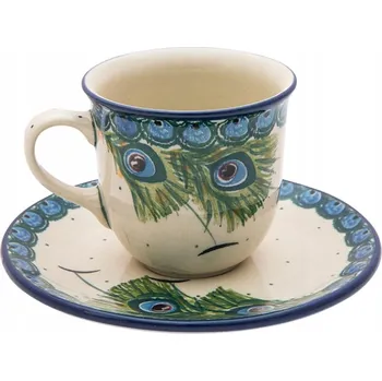 ŠÁLEK 180 ml s podšálkem Umělecká keramika Bolesławiec dek 2127