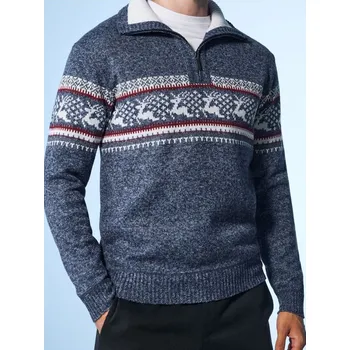 Pánský svetr Sinsay - Zateplený svetr s vysokým límcem - modrá - 811FZ-55M - 811FZ-55M-S