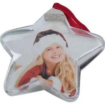 Vánoční dekorace German Vánoční dekorace na zavěšení s prostorem pro fotografii / tvar hvězda / 4 ks / transparentní