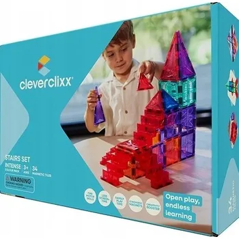 ostatní stavebnice Cleverclixx - Magnetické Stavebnice se schody - Sada schodů Intense 34 dílků