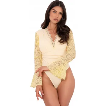 Body Dámské elegantní body s dlouhým krajkovým rukávem