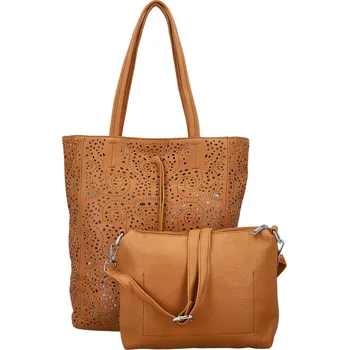 Módní dámský koženkový set kabelek Safira, hnědý