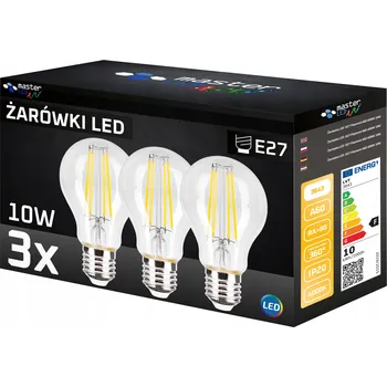 Žárovka 3x LED žárovka E27 10W 4000K neutrální bílá FILAMENT EDISON RETRO DEKORATIVNÍ
