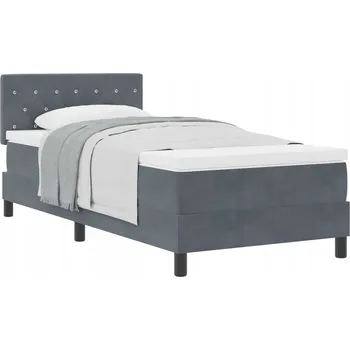 Postel Pružinová postel s matrací 203x90x88 cm, tmavě šedá, sametová