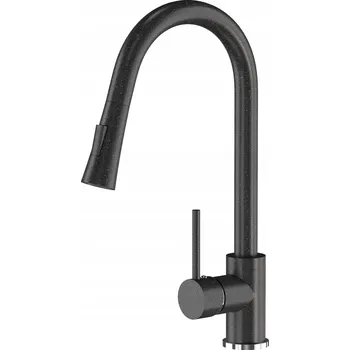 Vodovodní baterie Stojánková kuchyňská baterie Granitan hadice černá, granit, stříbrná