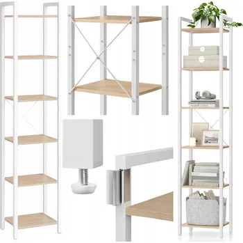 Knihovna Regál Vasagle 40 cm x 186 cm x 30 cm, bílý a béžový