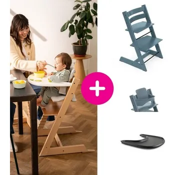 Jídelní židlička STOKKE® Tripp Trapp® + Baby Set + pult zvýhodněná sada - Fjord Blue