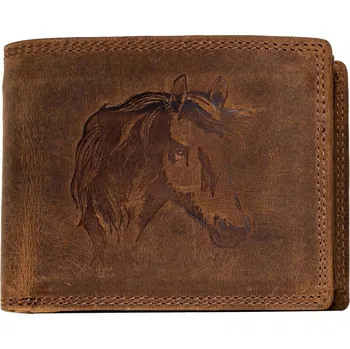 Peněženka Luxusní kožená peněženka s hlavou koně - hnědá
