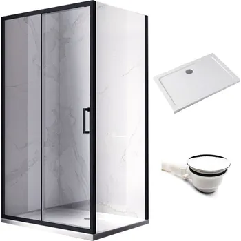 BPS-koupelny Obdélníkový sprchový kout HYD-OK104C 120x90 černá/transparent + vanička HYD-OSV-ST04C bílá