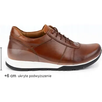 Pánské polobotky Pánské kožené boty na šněrování zvyšující výšku 408KZ +6 cm hnědé velikost 39