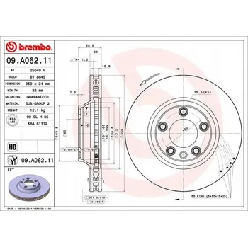 Brzdový kotouč Brembo 09.A062.11 Brzdový kotouč