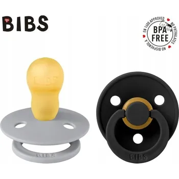 Dudlík Bibs šedý kulatý kaučuk 18 m+ 2 ks