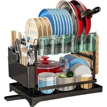 Odkapávač na nádobí Odkapávač na nádobí, černý odkapávač na talíře a příbory