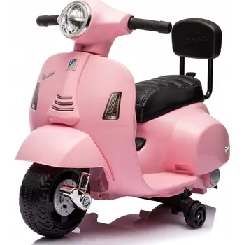 Dětské vozidlo Odrážedlo pro dítě Scooter Vespa na akumulátor s opěradlem pudrová růžová