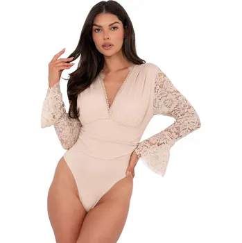 Body Dámské elegantní body s dlouhým krajkovým rukávem