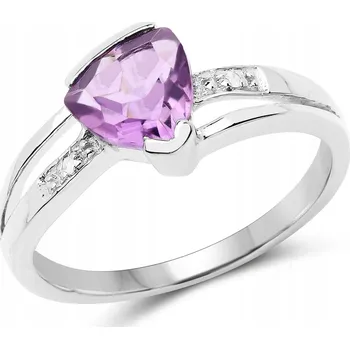 Prsten Stříbrný prstýnek s ametystem a diamanty