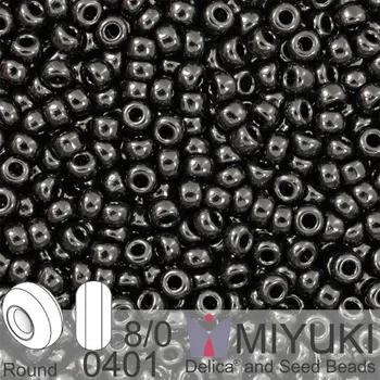 Korálek Korálky Miyuki Round 8/0. Barva 0401 Black . Balení 5g
