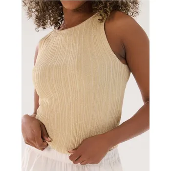 Dámské tričko Sinsay - Svetrový top s metalickou nití - zlatá - 390EU-GLD - 390EU-GLD-S