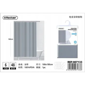 Sprchový závěs ZÁVĚS SPRCHOVÝ ŠEDÝ PEVA 180 x 180 CM ZÁSTĚNA DO VANY KURTINA 1336