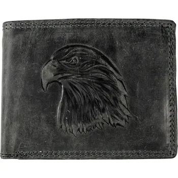 Peněženka Luxusní kožená peněženka s 3D OREL - černá