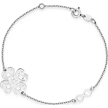 Náramek Dámský stříbrný náramek čtyřlístek 17-20 cm STNA0393F