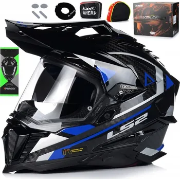 Helma na motorku MOTOCYKLOVÁ PŘILBA LS2 MX701 EXPLORER SKLOLAMINÁT + PINLOCK + SLUNEČNÍ CLONA 22.06