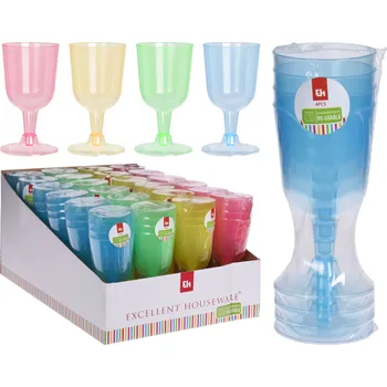 Sklenice Skleničky na bílé víno, skleničky na červené víno EH plastové fantastické modré 1 60 Ml 4 ks
