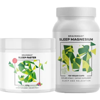 Doplněk stravy BrainMax Sladké sny Doplňky stravy pro podporu spánku - Sleep Faster® + Sleep Magnesium®, 320 mg, 100 kapslí (Hořčík, GABA, L-theanin, Vitamín B6, šťáva z višně)