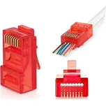 W-star Konektor UTP RJ45EZ Cat5e100ks pozlacený, červená, pass through RJ45EZ5RS