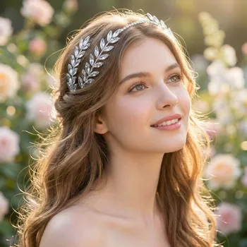 Čelenka B-TOP Romantická čelenka s pohyblivou větvičkou a krystaly