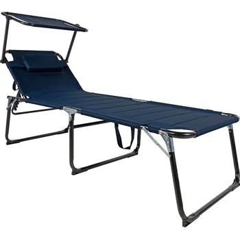 Zahradní lehátko Linder Exclusiv Zahradní lehátko XXL se stříškou Tmavě modrá