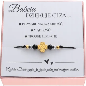 Náramek Dárek k svátku babičky, náramek, kameny turmalín, hematit, čtyřlístek