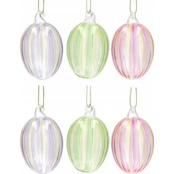 Velikonoční dekorace VELIKONOČNÍ OZDOBA VAJÍČKO NA Velikonoce DÁREK 6 Ks SKLENĚNÁ VÁNOČNÍ