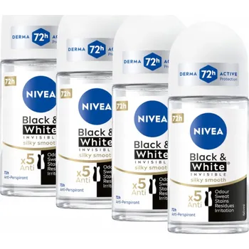 NIVEA Antiperspirant kuličkový Black&White Invisible Silky Smooth 4x50ml