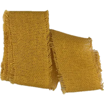 Stuha Stuha bavlněná VILLAGE SOUL SUNRISE žlutá 60mm x 2m (15,-Kč/m) (Stuha bavlněná, hořčicově žlutá, oboustranná, s třásnitými okraji)