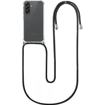 Pouzdro na mobilní telefon Kryt Samsung A26 5G s černou šňůrkou průhledný (obal neboli pouzdro na Samsung A26 5G)