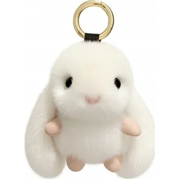 PŘÍVĚSEK NA KLÍČE NA KLÍČE KRÁLÍČEK NADÝCHANÝ BÍLÝ PŘÍVĚSEK NA KABELKU MĚKKÝ