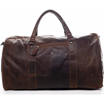 Kabelka Velká kožená cestovní taška Antoine Green Wood, hnědá