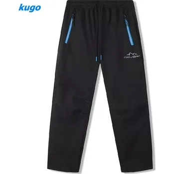 Dětská móda Chlapecké sofshellové kalhoty zateplené Kugo HK9787 černá / modrý zip